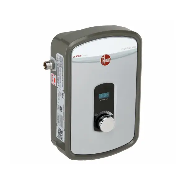 Calentador de agua eléctrico sin tanque Rheem RTEX para servicio técnico.