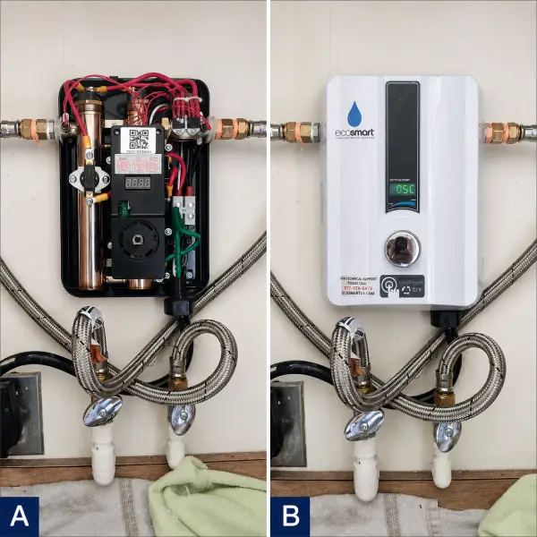 Reparación de calentador EcoSmart con falla de sensor de flujo.